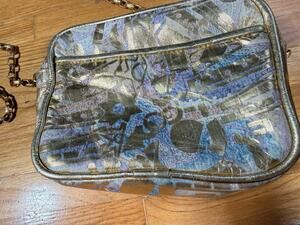 Vintage Oh! Ashley Genuine Leather Made USA Crossbody Purse Gold Chain Abstract